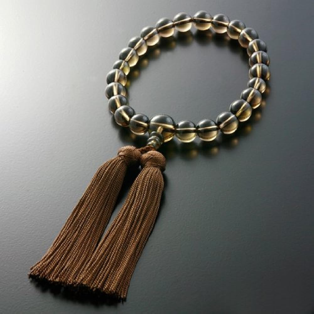 Kyoto Buddhist Altar Hayashi Prayer Beads for Men Pure Silk Miyakobo Brown Crystal [Prayer Bag Set] M-029 Kyoto Prayer Beads Can be used by all sects