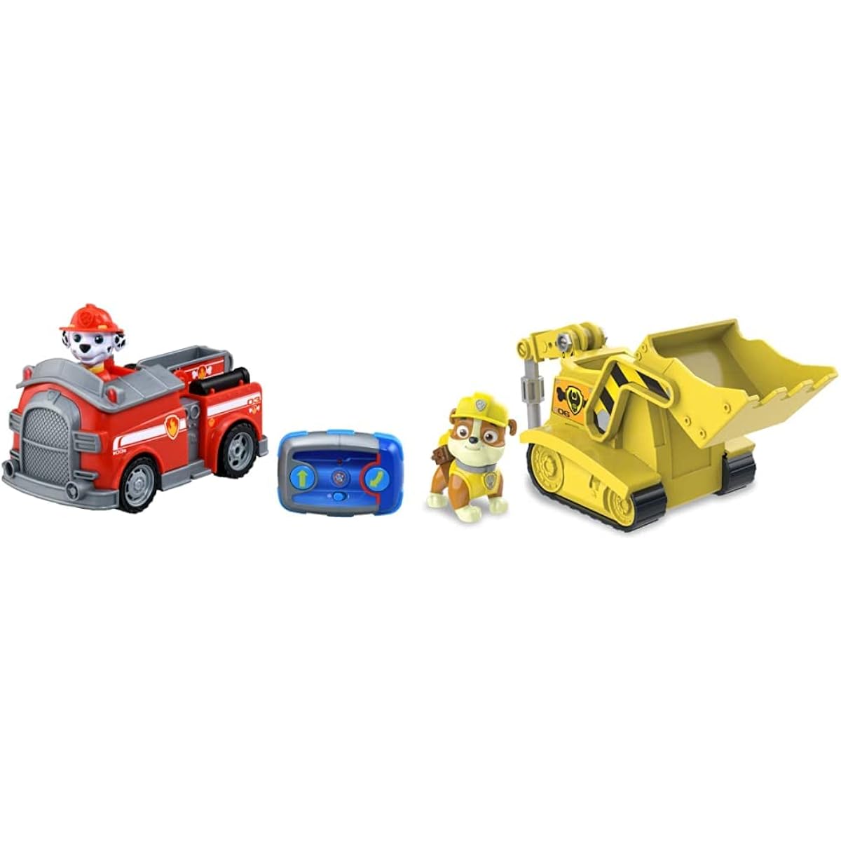 [Toys for boys, ages 3 and up] Paw Patrol Paw Cleaning! RC Vehicle Marshall Fire Truck + Paw Patrol Basic Vehicle (with figure) Rubble Power Bulldozer