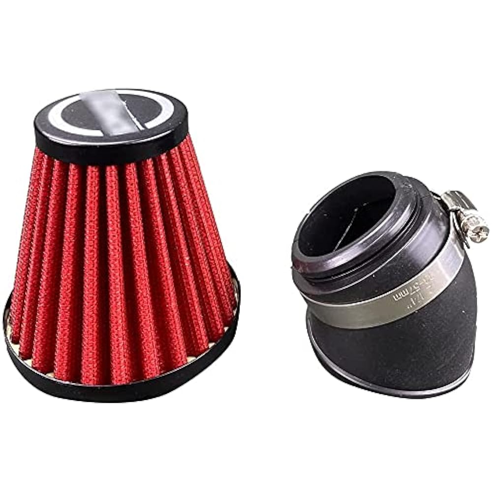 Motorcycle Air Filter 48mm Cleaner Clamp-on 45 Degree Bend Air Intake Filter for 50cc 70cc 90cc 125cc Moped Scooter ATV Dirt Bike