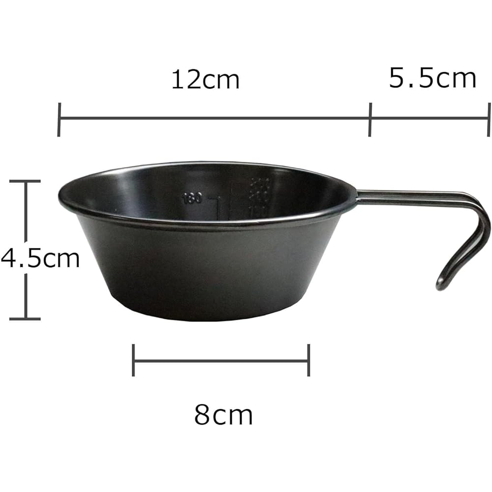 Seekdem Outdoor Stainless Steel Shella Cup Set of 4 with 2 Storage Bags Cup Measuring Cup Small Plate Serving Dish for Camping BBQ Solo Camping Group Camping etc. Dark Gray SD-SC01BK-4P
