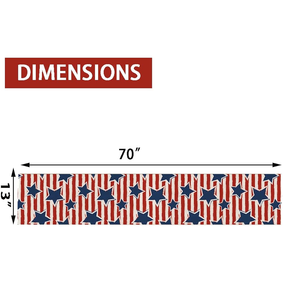 Patriotic Stars Striped Table Runner for 4th of July Memorial Day Holiday Kitchen Dining Table Decoration for Home Party Decor 13 x 70 Inch