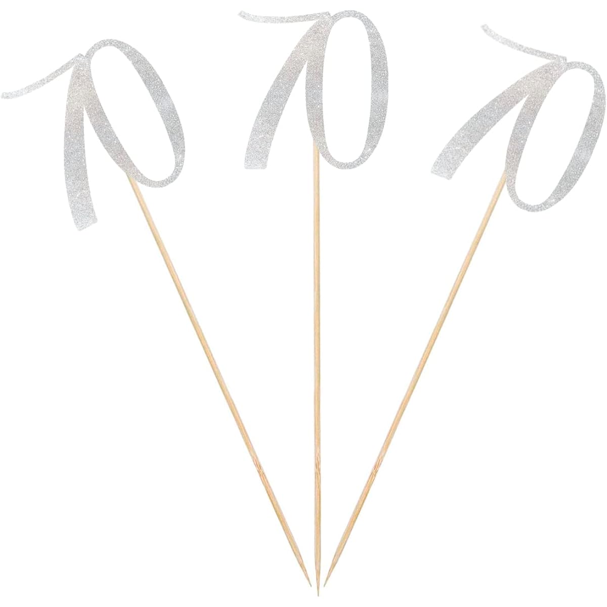 Silver Glitter 70th Birthday Centerpiece Sticks 12 Pack Number 70 Table Topper Anniversary Party Decorations