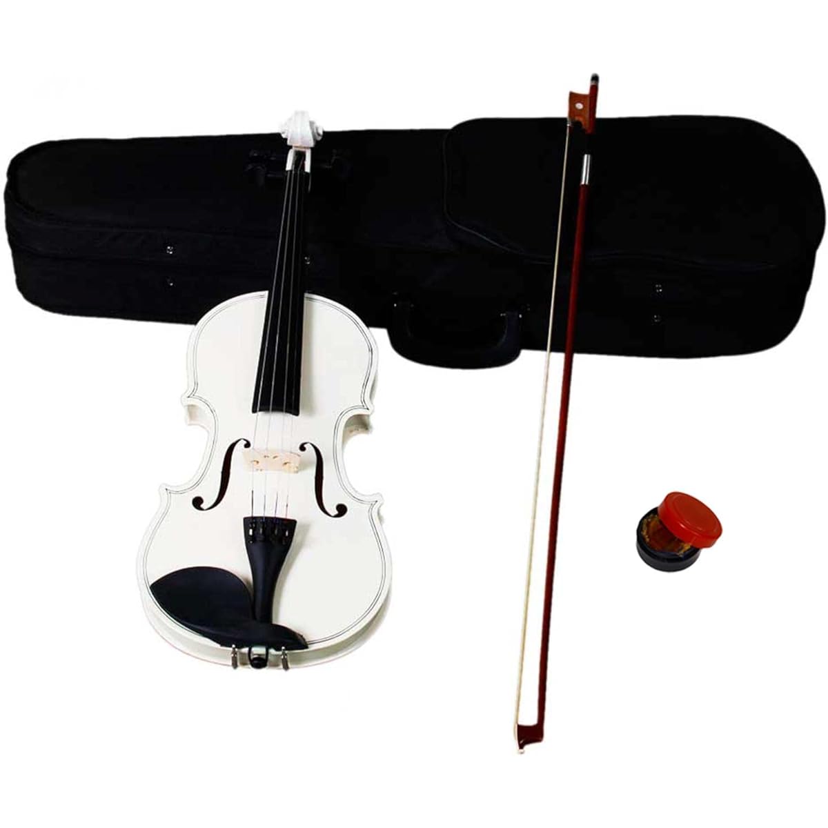 Trlec 4/4 Starter Acoustic Violin for Beginners Kids Adults with Hard Box Rosin Ribbon White