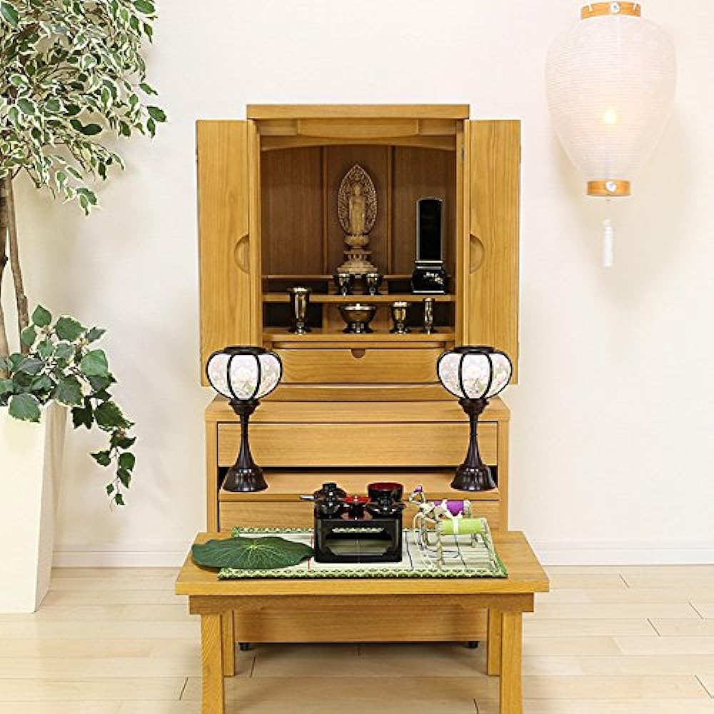 Kyoto Buddhist Altar Hayashi Bon Lantern Obon Supplies [Hatsubon Set/New Bon Set Spirit Light Faint LED Cordless + White Crest with Buddhist Table] First Bon/New Bon Obon Decoration Set [Kyoto Buddhist Altar Hayashi Cross Set]