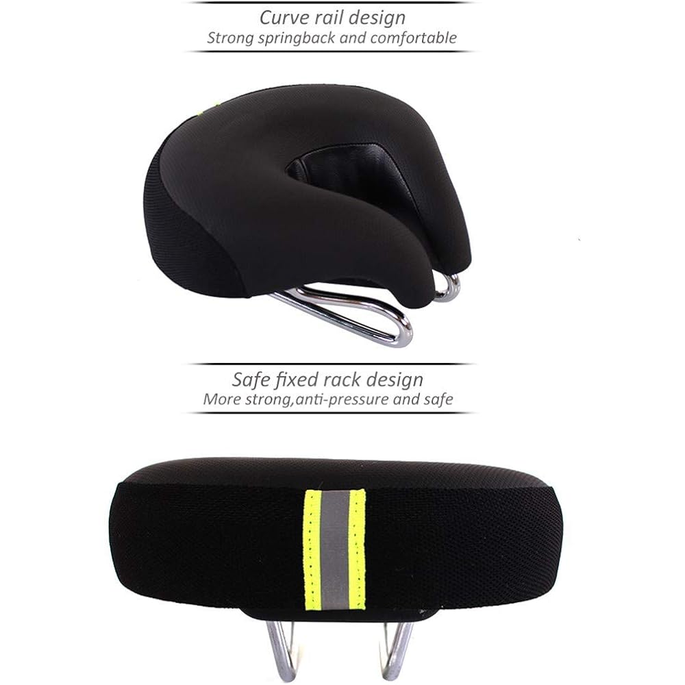 Poilee Bicycle Saddle Soft Shock Absorption Humanized Design Comfortable for Cycling and Weekdays A038 (Black)