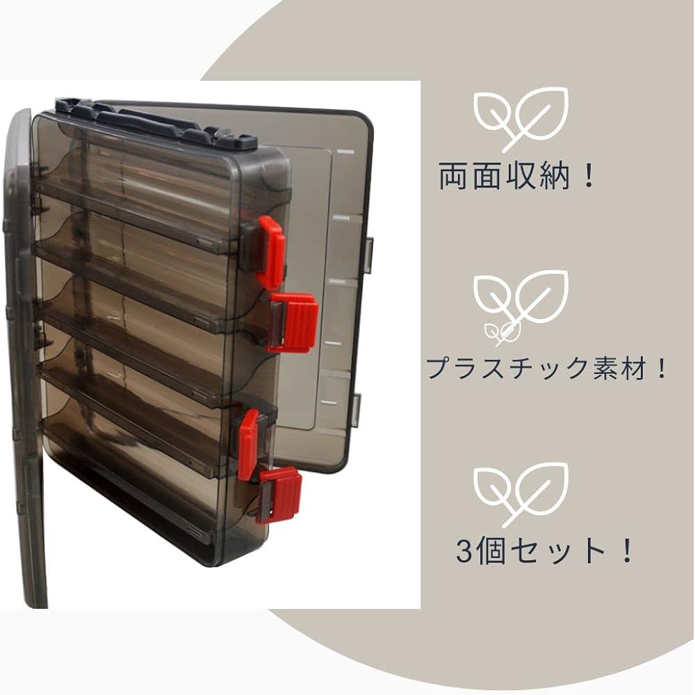 [RioSole] Tackle Box Fishing Lure Worm Minnow Storage Box Tackle Case Large Capacity Set of 3