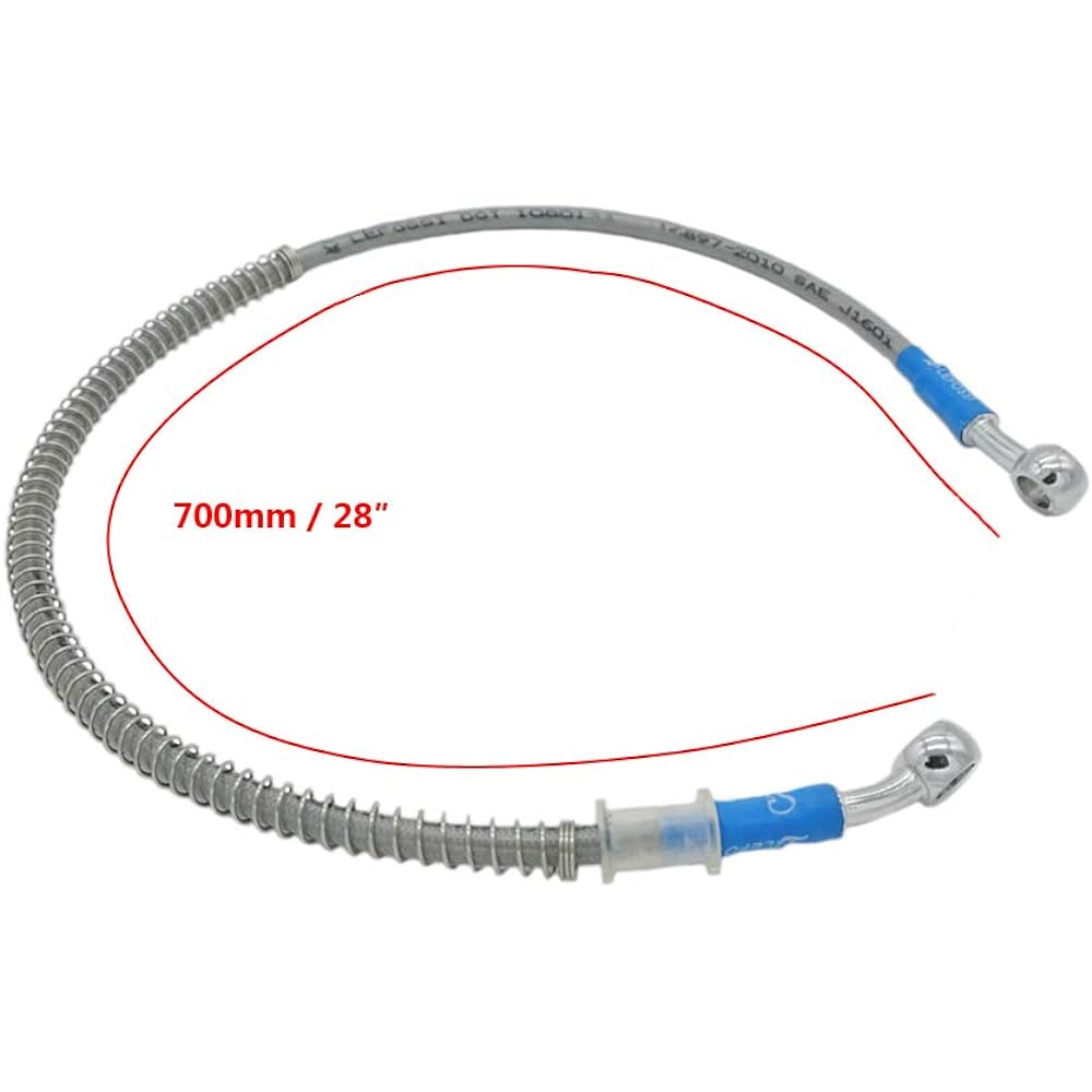 SYUU 700mm 70cm M10 Reinforced Hydraulic Brake Oil Hose Line Banjo Fitting Stainless Steel End Braided Cable for Motorcycle Pit Dirt Bike Enduro Motocross Street Bike Sport Bike