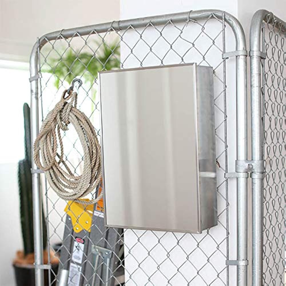 Dalton Stainless Steel Cabinet Mirror Cabinet with Cool Stainless Steel Material Washroom Mirror Storage Shelf Height 500mm Width 355mm Depth 130mm D19-0058