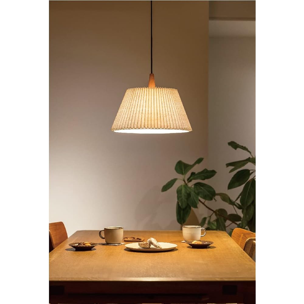 Interform Pendant Light LT-4179 Usva with LED Bulb Scandinavian Simple Wood Fabric Shade