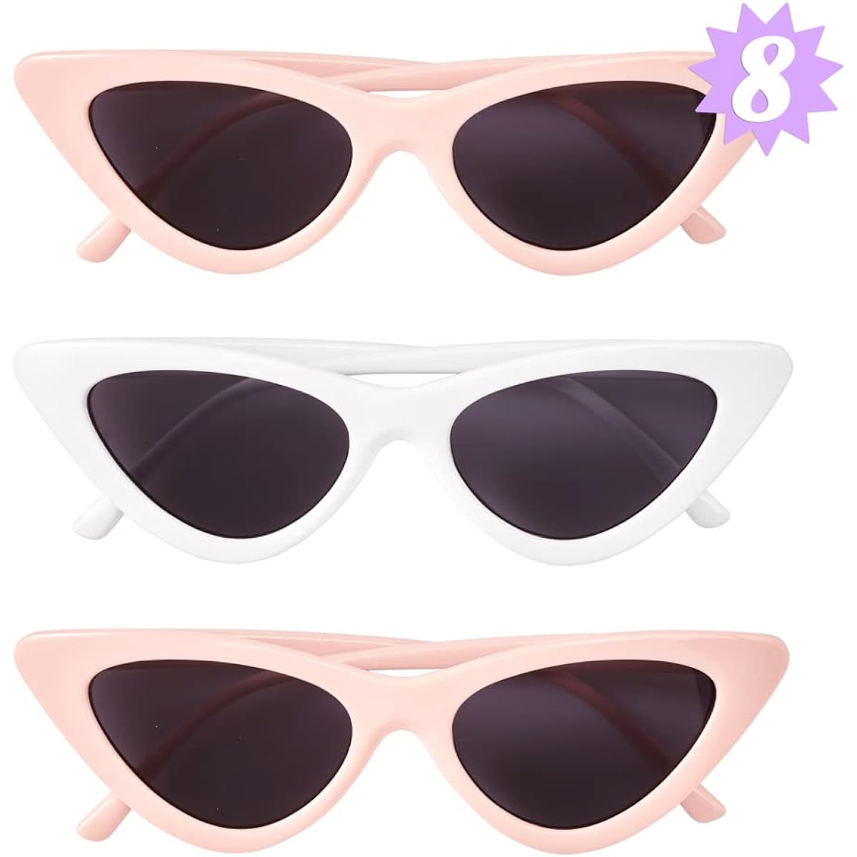 xo Fetti Bachelorette Sunglasses Set - 8 Pieces | Cat Eye Bach Party Decorations Pink Bridesmaid Sunnies Favors Bride Gifts + Bridal Shower Supplies