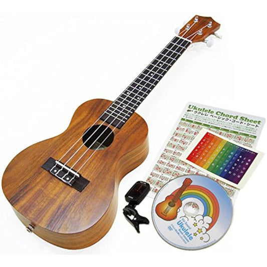 Aria ACU-1K Concert Ukulele for Beginners 9-piece Set Acacia Koa Aria (Gorgeous tone like Hawaiian Koa) (u)