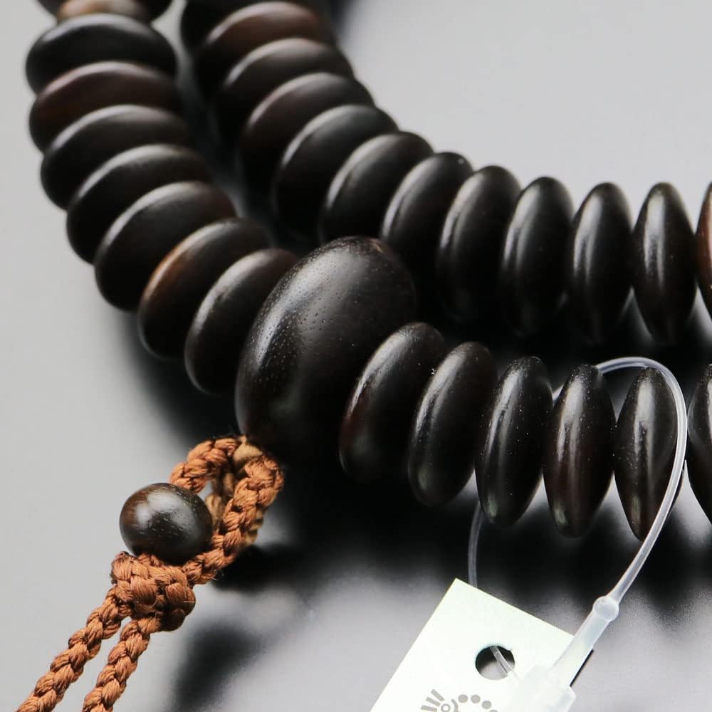 ≪Special Price≫ Nenju.com Tendai Buddhist Prayer Beads for Men, 9 Dimensions, Striped Ebony (Matte), Bon Tenbo [Authentic Prayer Beads, Kyoto Prayer Beads, Kyoto 108 Beads, Natural Wood, 9 Dimensions, My Prayer Beads 101770012] [Pursary Bead Bag Free! ]