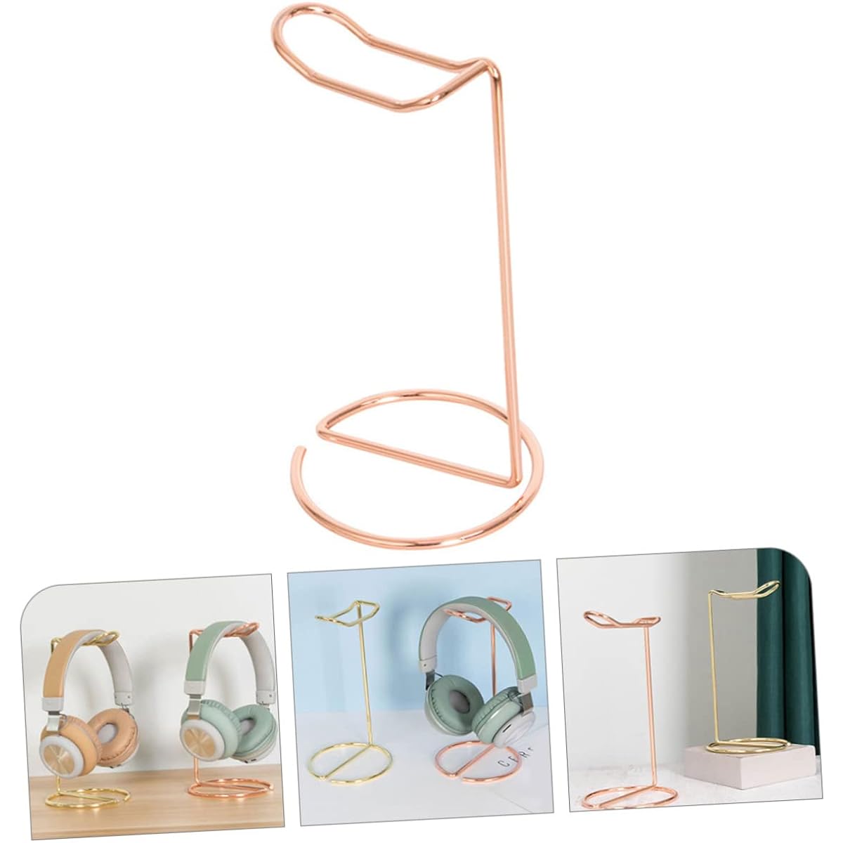 SWOOMEY Headset Simple Headphone Stand Headband Stand Desk Accessories Headset Rack Earphone Support Hanger Headset Frame Iron Rose Gold Headset Holder