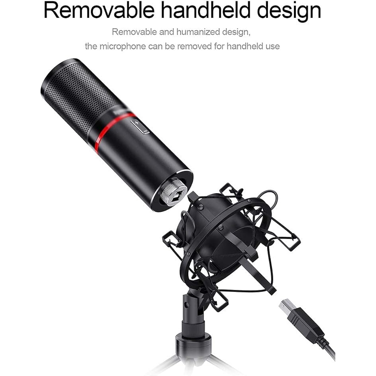Metal USB Condenser Recording Microphone with Tripod for Laptop Computer CardioidStudio Recording Vocal Voiceover