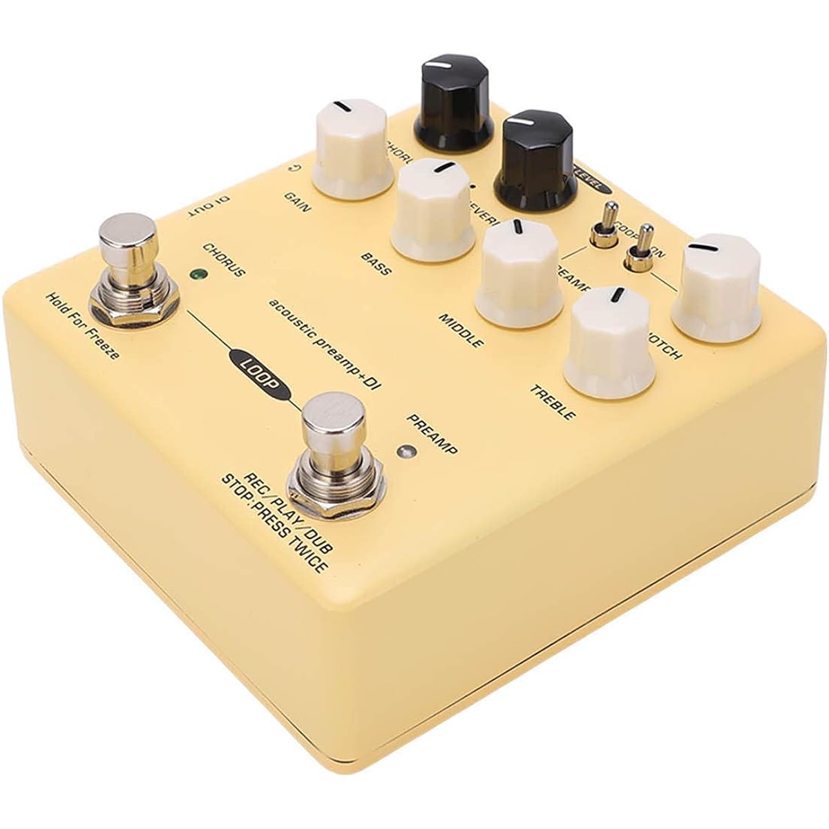Acoustic Preamp Effects, 3 Band Equalizer Pedal Reverb Chorus Knob for Audio Equipment