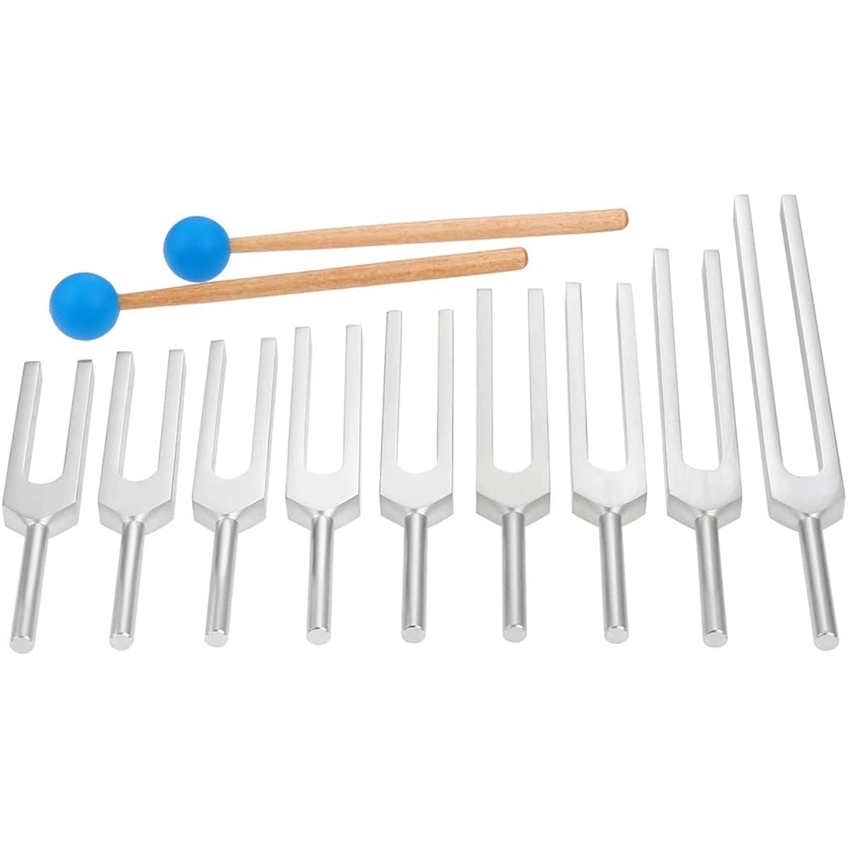 9 Piece Tuning Forks Chakra Set, Accurate Pitch and Frequency, with Silicone Hammer Cleaning Cloth and Bag, for Meditation, Sound Healing Therapy Yoga