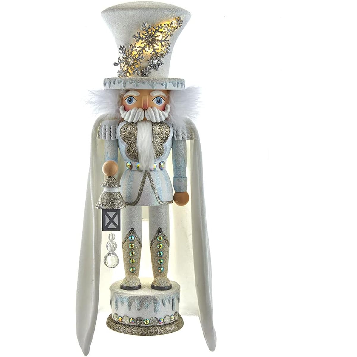 Hollywood Nutcracker Hollywood White Snowflake Soldier Battery Operated LED Nutcracker 18"