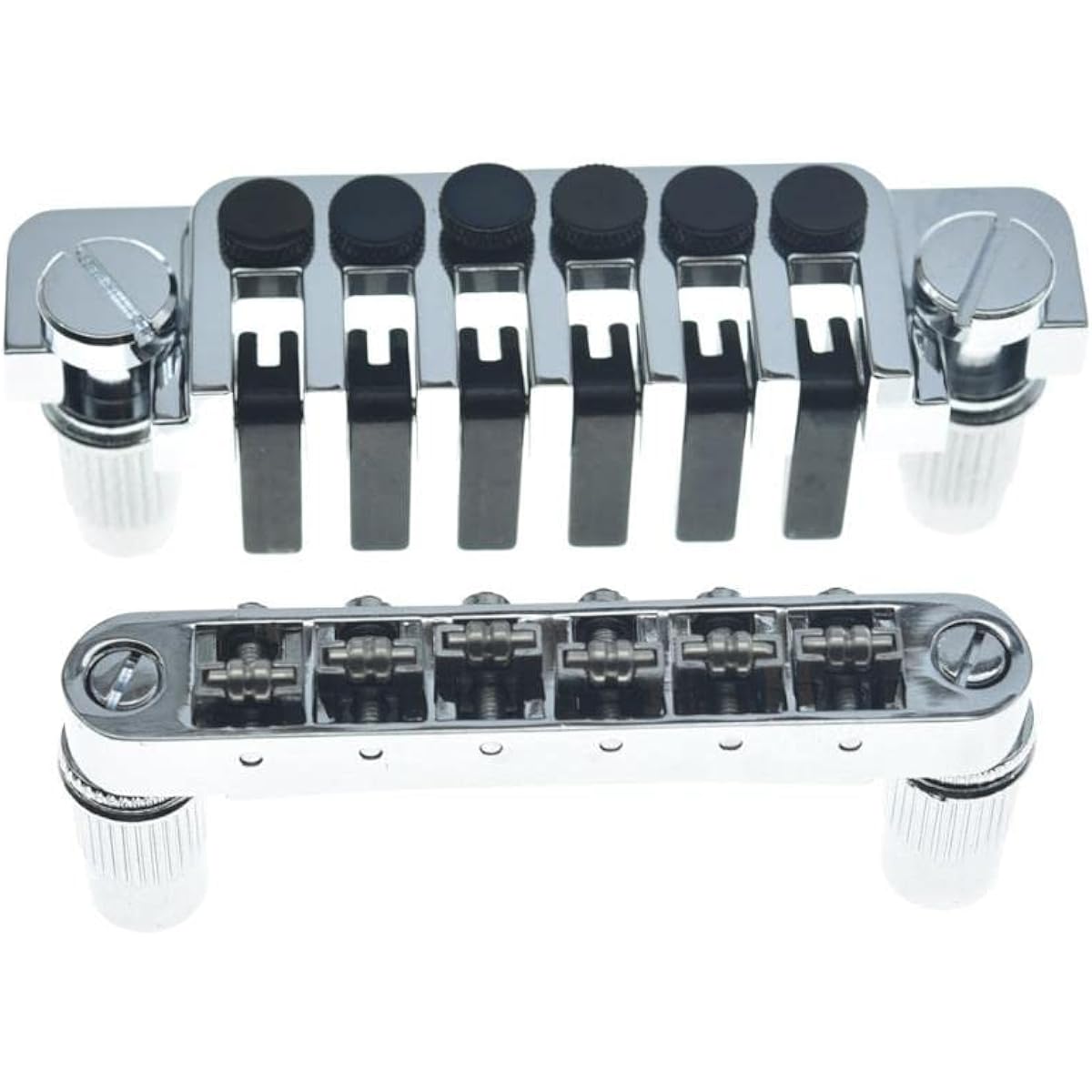 KAISH Chrome Guitar Roller Saddle Bridge Tune-O-Matic Bridge TP-6 Style LP Stop Bar/Bridge Tailpiece for Epiphone Les Paul LP/SG/Dot/ES Guitars with M8 Thread Posts