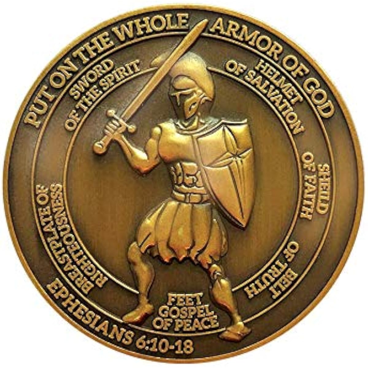 Armor of God Set of 3 Mighty Warrior Religious Challenge Coins for Teen Bible Study Unisex Ephesians 6:10-18 Christian Bible Verse Gifts