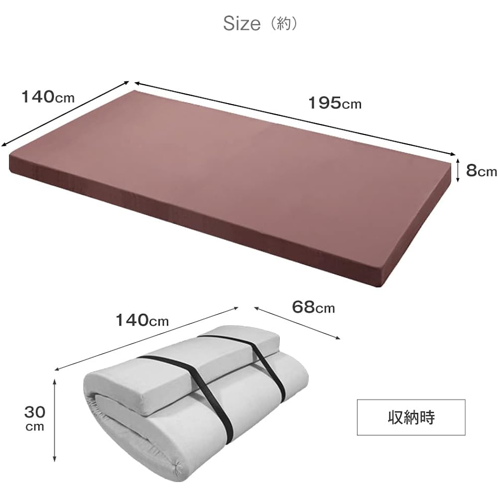 Tansu no Gen Mattress Double Pure High Resilience Thickness 8cm 170N Reduces the burden on the body Washable Cover with Storage Elastic Band Light Gray 43310055(84414)