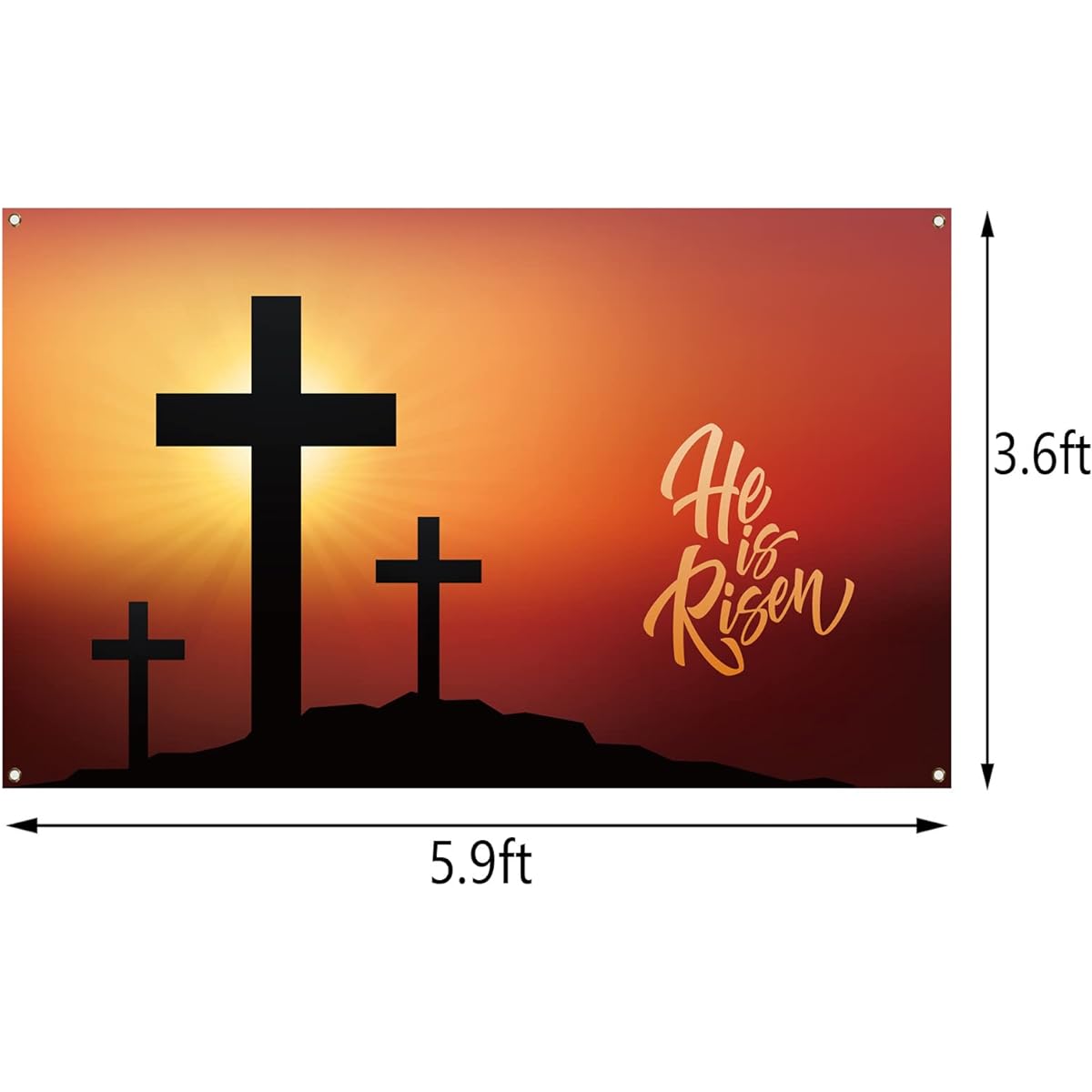 Pudodo He is Risen Background Banner Easter Christian Cross Religious Holiday Party Photography Backdrop Wall Decor