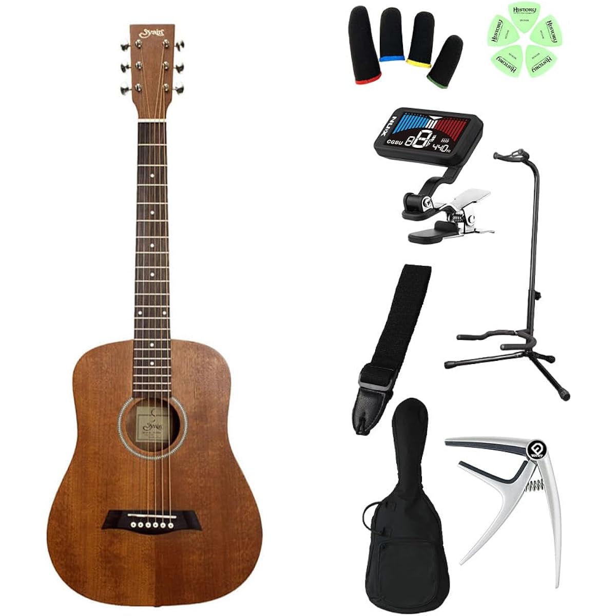 S.Yairi YM-02LH/MH (Mahogany) Elementary school students can play from the first grade! Kids guitar beginner set Acoustic guitar for children Mini guitar Mahogany Left-handed S.Yairi