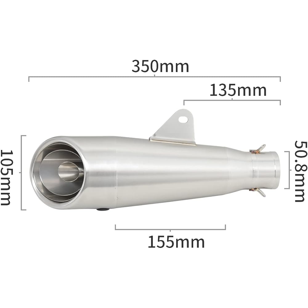 Motorcycle Bike Silencer Slip-on Muffler Bike Muffler General Purpose Inlet 50.8mm Length 350mm Body Diameter 105mm