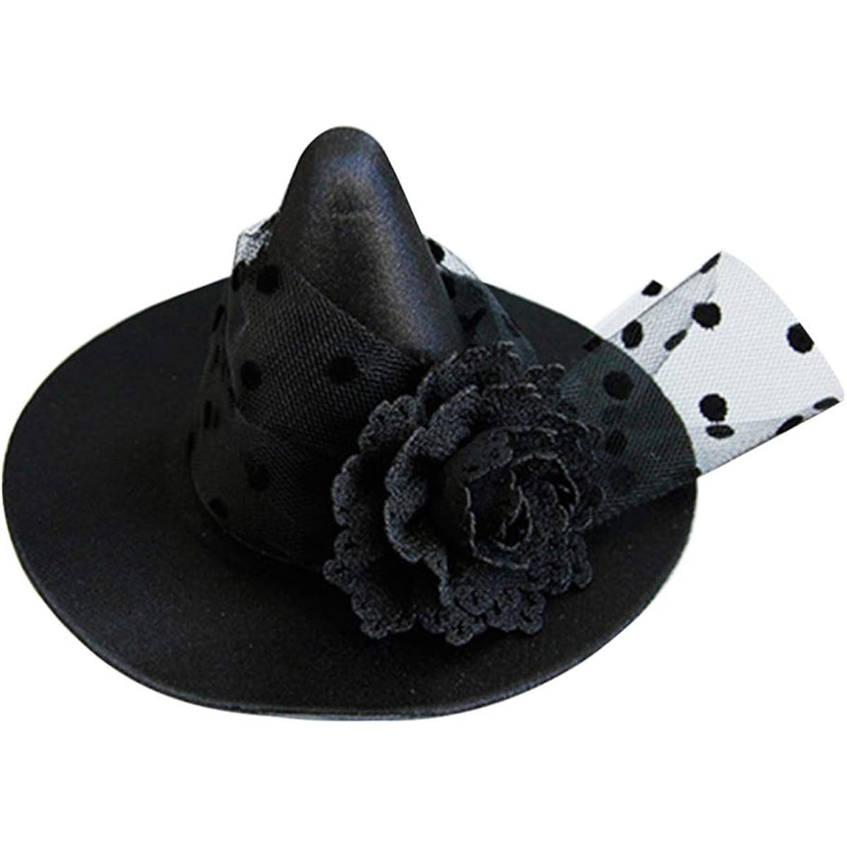 Luxshiny Witch Hat Clip Halloween Witch Mini Top Hat Witch Flower Hair Clip Party Daily Performance Props