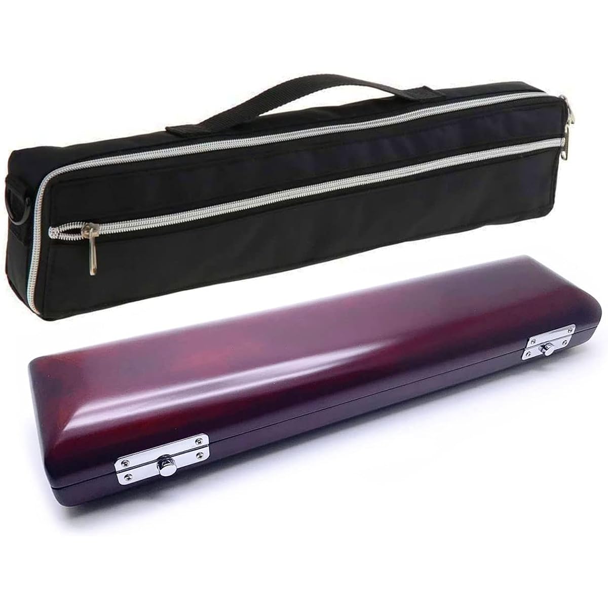 Jiayouy B Foot Flute Case Cover Bag Carry Handle with Shoulder Strap Solid Wood Flute Case Box for 17 Hole Flute