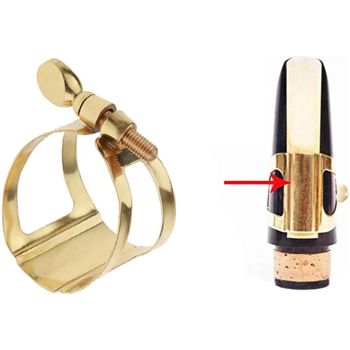 Jiayouy Brass Saxophone Ligature Alto Saxophone Mouthpiece Ligature Fastener - Gold Plated
