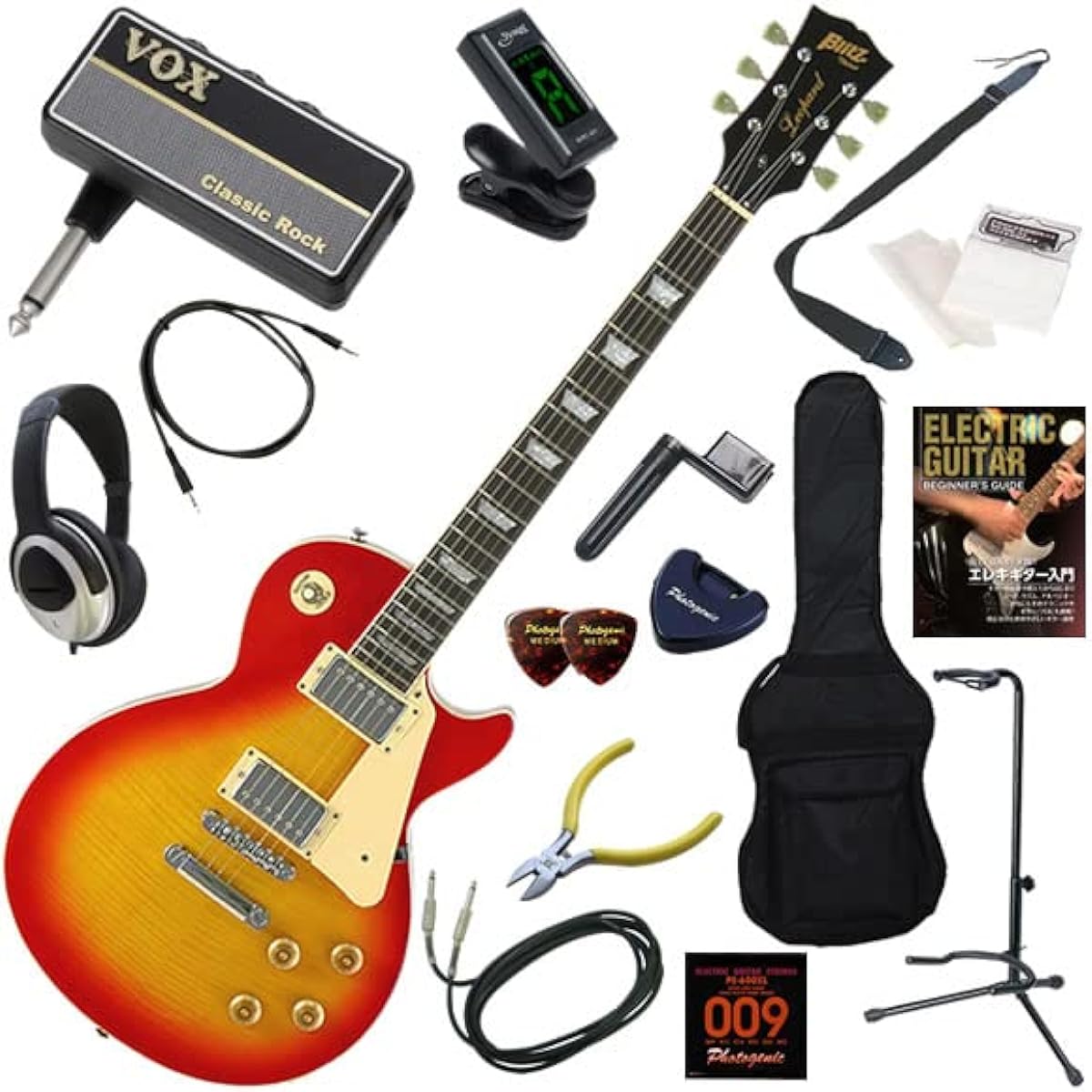Blitz Electric Guitar Beginner's 16-piece set including headphones, guitar and amPlug2 amplifier BLP-450/CS (Cherry Sunburst)