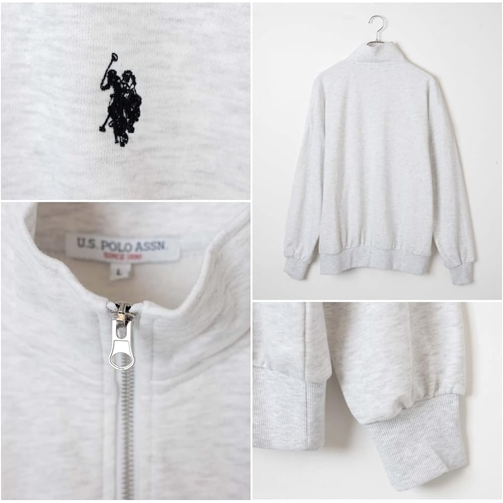 [WEGO] WEB Exclusive Custom Made U.S. POLO ASSN. Sweatshirt Men's Half Zip Sweat Sweater Knit Long Sleeve Clothes One Point Embroidery Plain Tops Korean Street Ladies Gift Present Spring Clothes Autumn Clothes Winter Clothes Spring Autumn Winter Men's