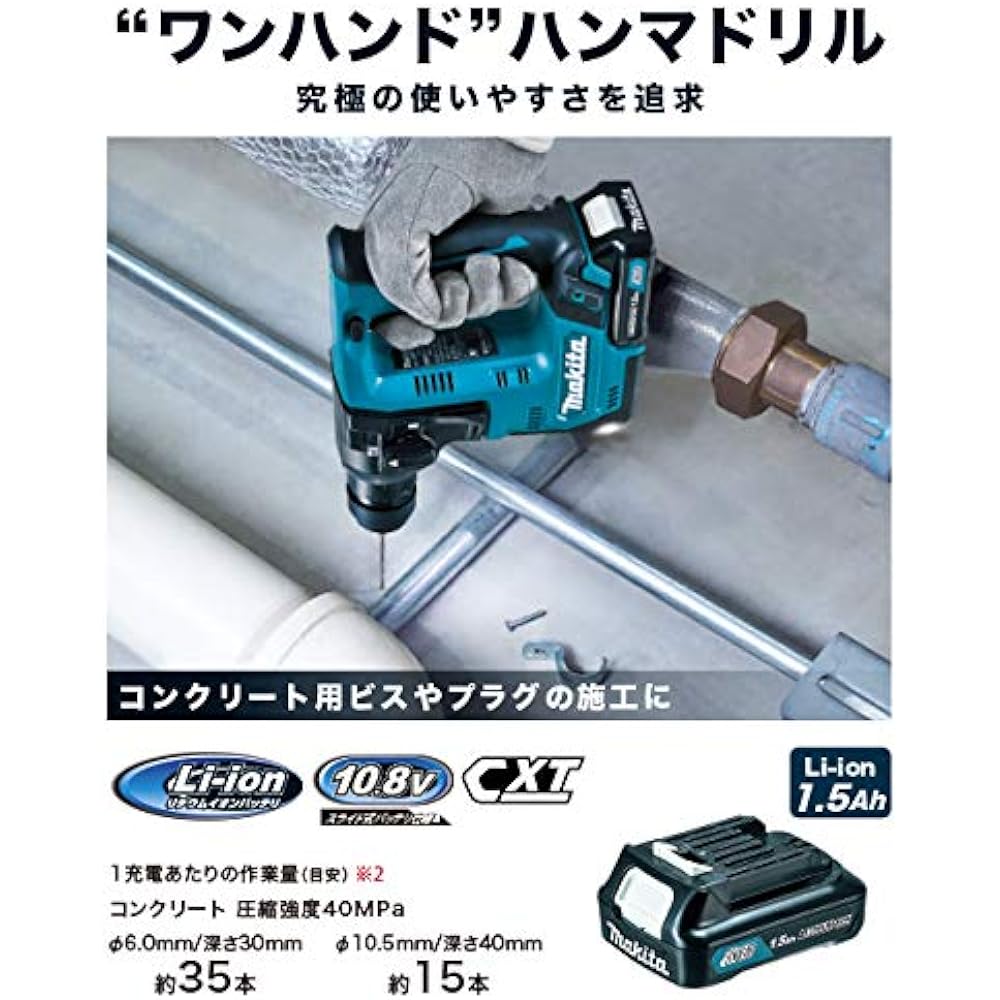 Makita Rechargeable Hammer Drill 10.8V 14mm SDS+ Battery Charger Sold Separately HR140DZK