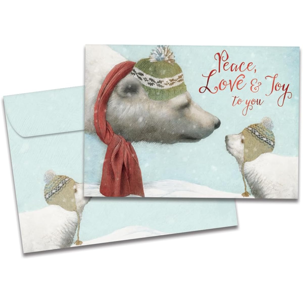 Tree-Free Greetings Holiday Greeting Cards with Matching Envelopes, Eco Friendly, Made in the USA, 100% Recycled Paper, 5" x 7", Peace, Love, Joy (GO64226)