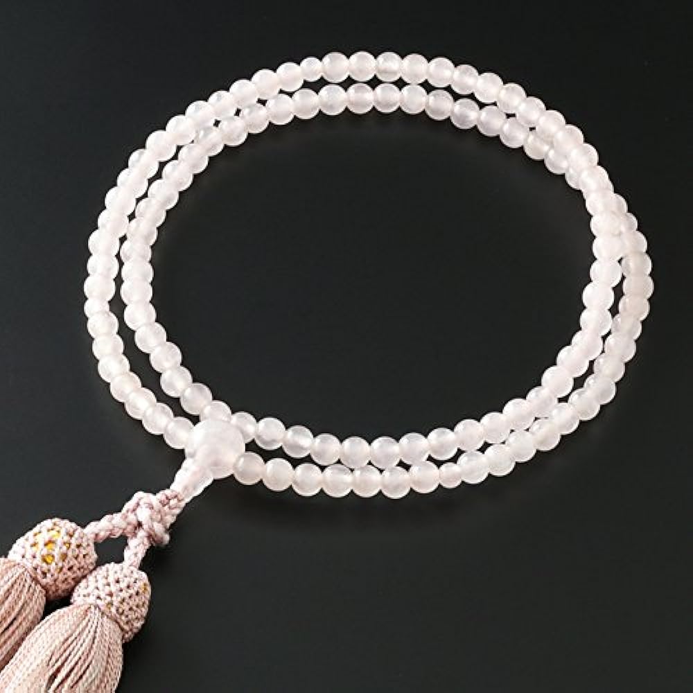 Kyoto Buddhist Altar Hayashi Prayer Beads Rinzai Zen Rose Quartz Two-Color Tassel (For Women) Official Ceremony [Bead Bag Set] SW-106 Kyoto Prayer Beads