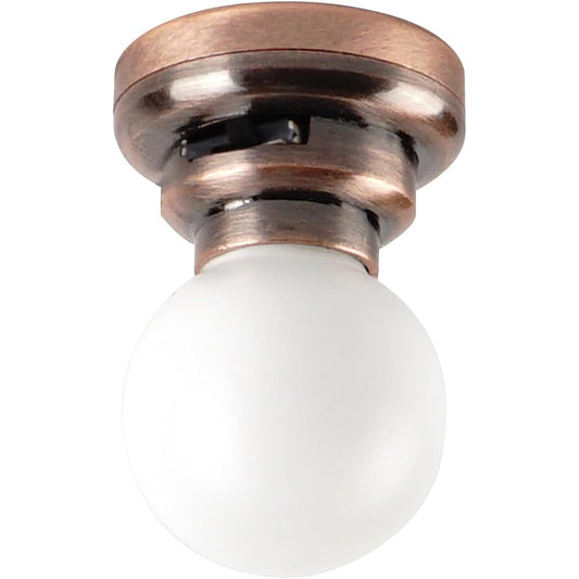 1/12 Scale Miniature Copper Ceiling Light Fixture - Battery Powered Lighting for Dollhouse Room Box Diorama