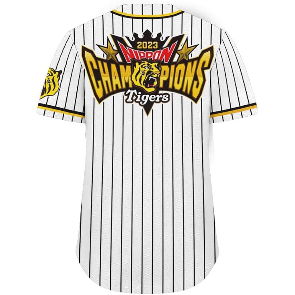 Salute to the tiger warriors! An embroidered championship uniform celebrating the first victory in 38 years.With hopes for the Hanshin Tigers' consecutive victory in 2024. Player names can be engraved. Moisture wicking and quick drying. Sizes: Boys to Ad