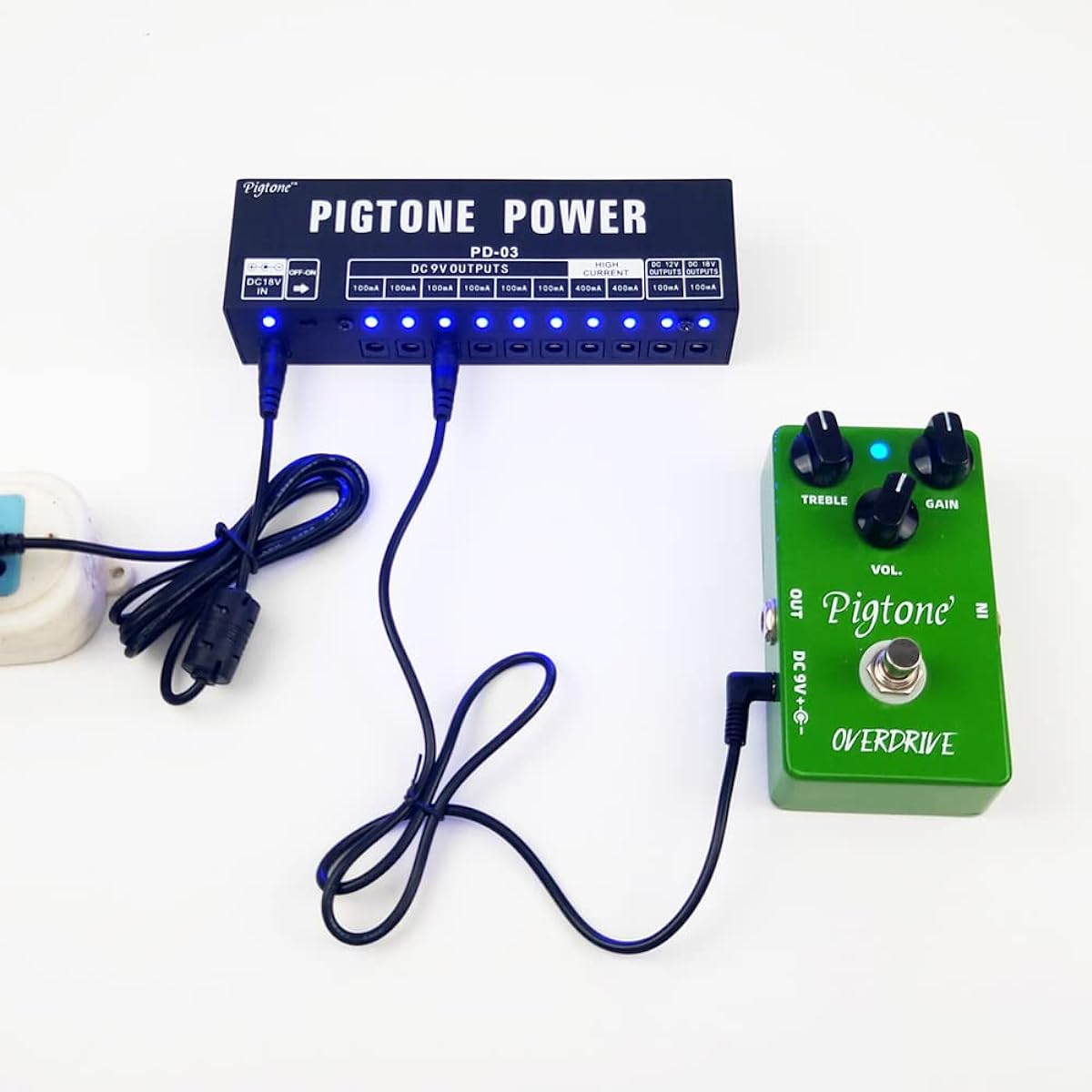 Pigtone PD-03 Guitar Effect Pedal 10 Independent DC Output Power 9V 12V 18V 100mA 400mA Ideal for Over Current Protection and Short Circuit