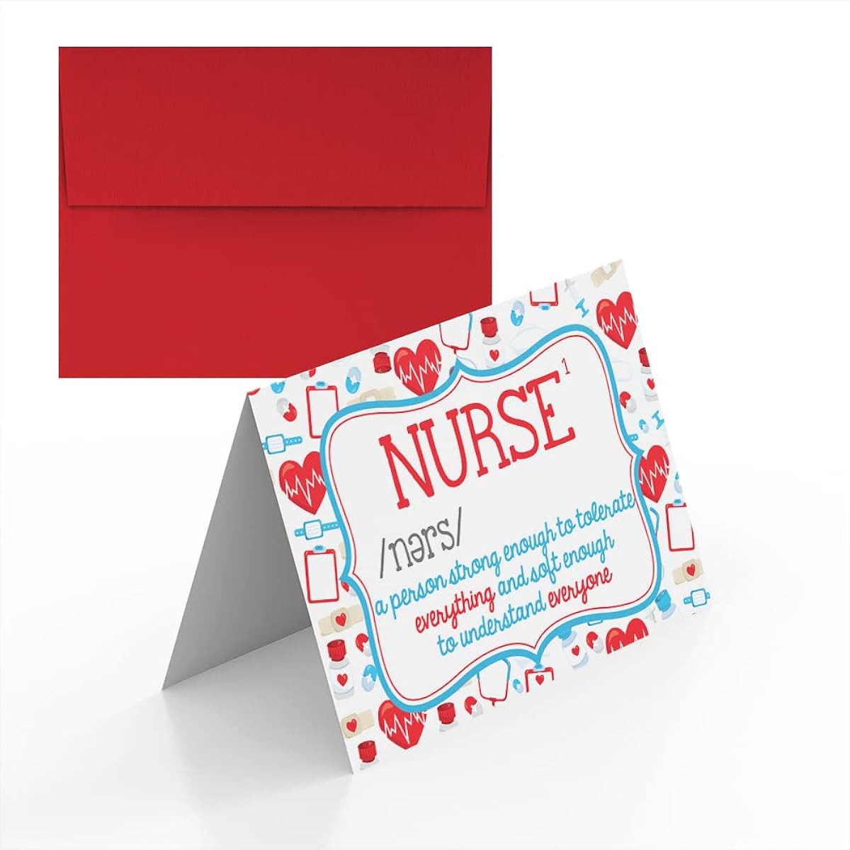 Amanda Creation Definition of a Nurse Appreciation Theme Blank Folded Card Single (1) Nurse Greeting Card 4" x 6" (When Folded)