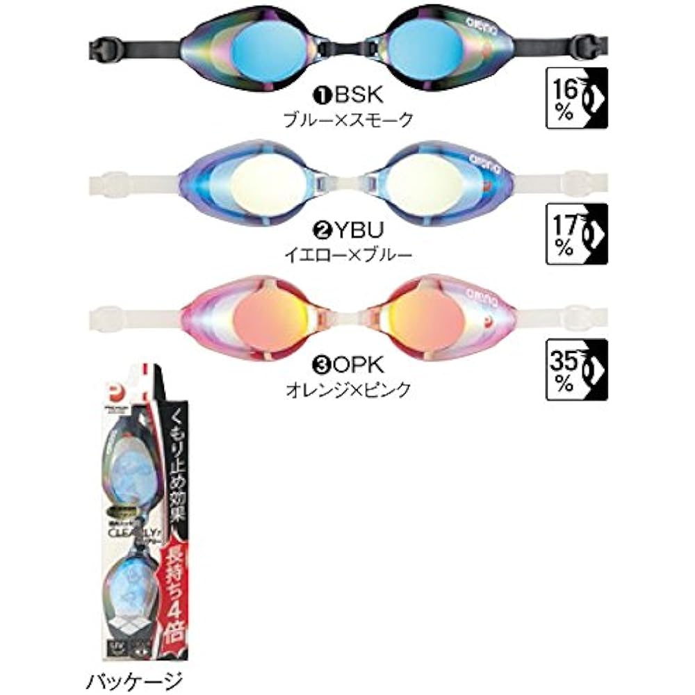 arena Swimming Glasses [Clearly] Fitness Goggles (Mirror Lens, Premium Anti-Fog Anti-fog) AGL-550MPA