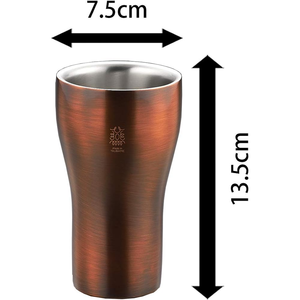 Tamahashi Tumbler Copper Plated Bronze Finish 300ml 18-8 Stainless Steel W Structure TM-048