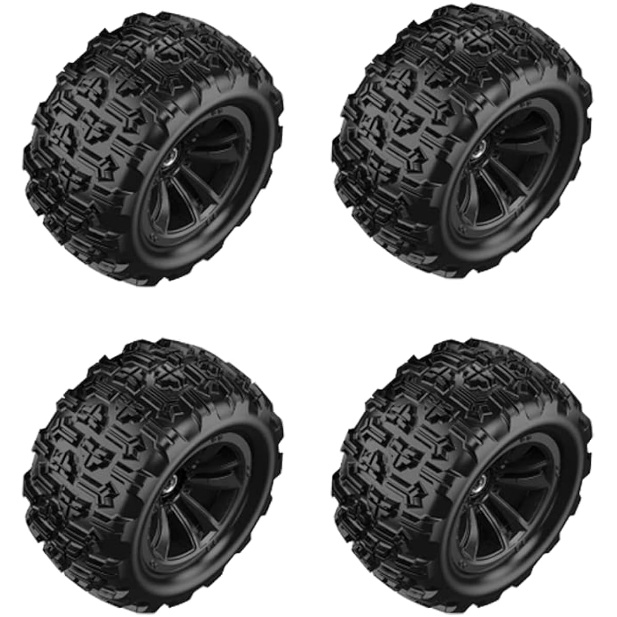 4pcs Original 12mm Hex Hub Wheel Rim & Rubber Tire for 1/16 Off-road RC Car 16208 16209 16210 H16BM H16GT H16H
