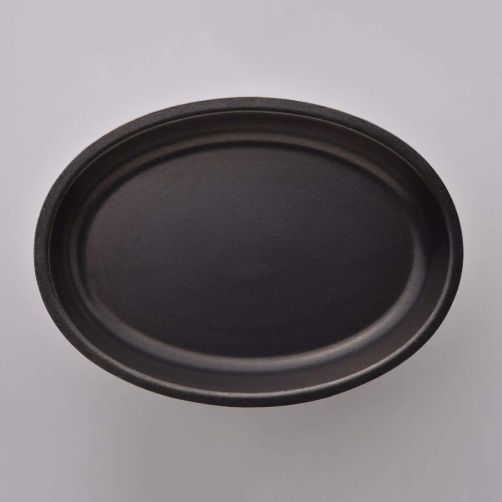 Black Vintage Inox Oval Plate 355mm Made in Japan BLACK VINTAGEINOX Cafe Restaurant Plate Long Plate Stainless Steel Aging Processing Unbreakable Dishwasher Safe [Regular Product]