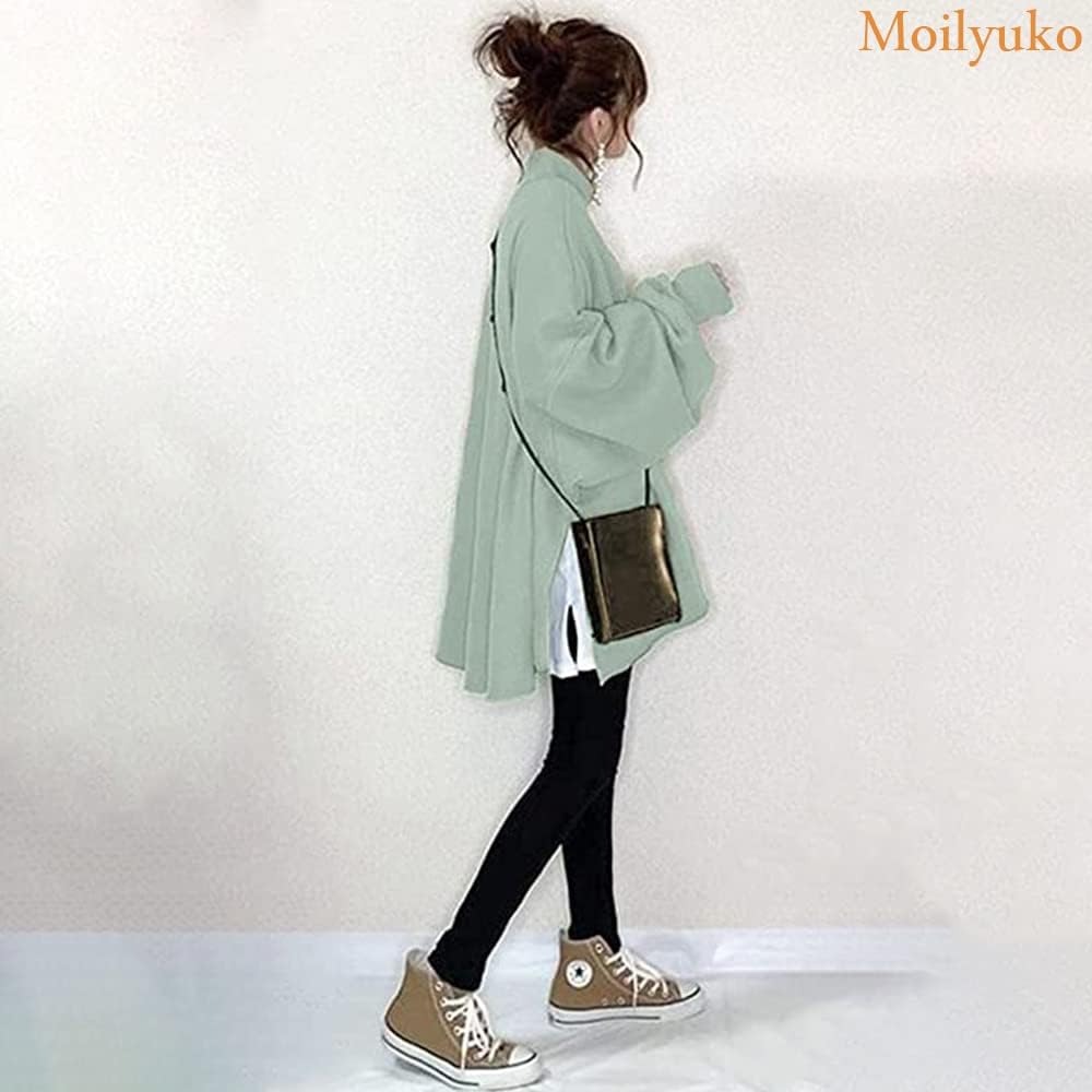 Moilyuko Women's Sweatshirt, Hoodie, Faux Layered, High Neck Top, Plain, Loose, Cute, Casual, Spring, Autumn, Winter Mo20