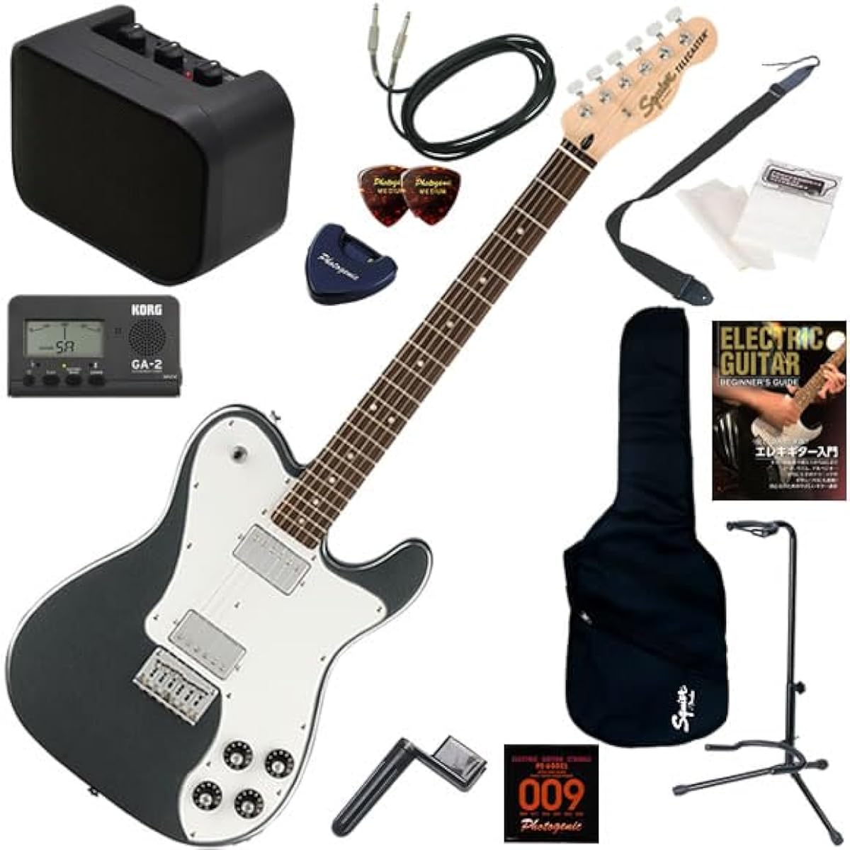 Squier Electric Guitar Beginner's 13-piece Set Including Mini Amp Affinity Telecaster Deluxe/CFM (Charcoal Frost Metallic)