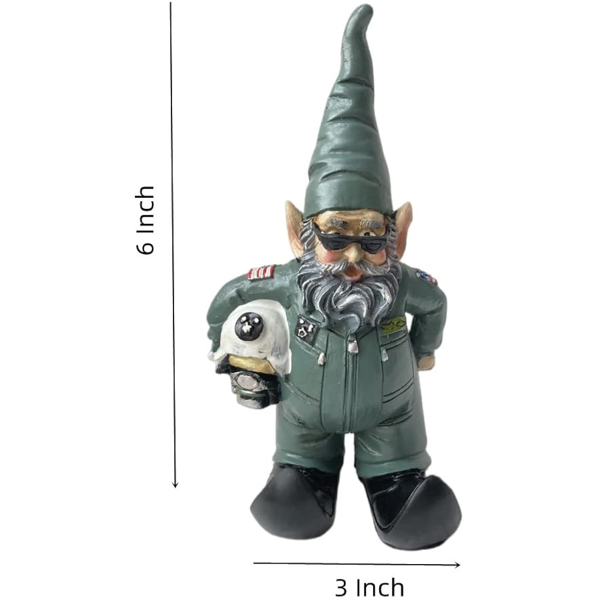 Pilot Gnome Statue with Helmet Air Force Yard Gnome Lawn Ornament Indoor or Outdoor Decor Christmas Birthday Gift