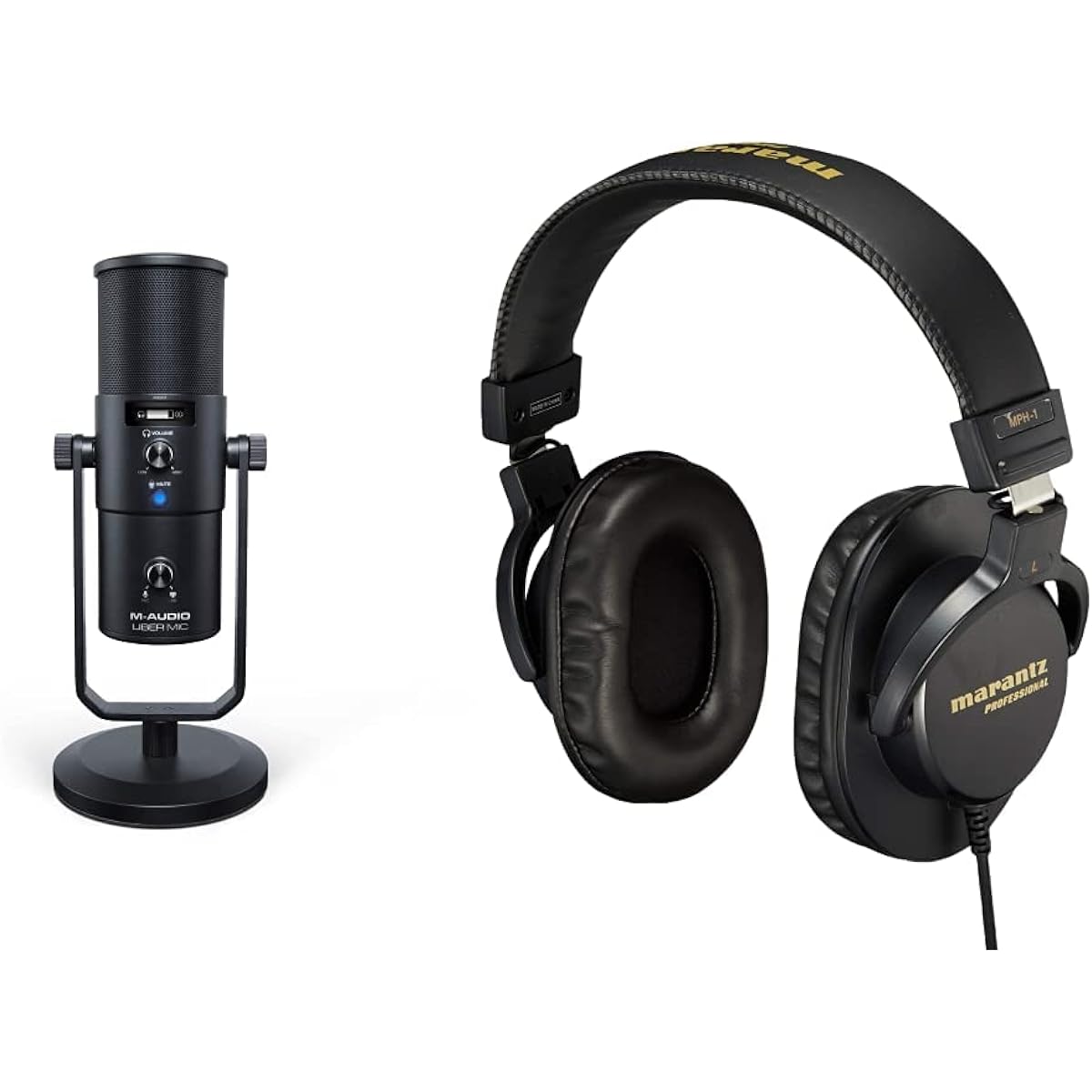 M-Audio Professional USB Condenser Microphone with 4 Directional Patterns UBER Mic, Marantz Pro Monitor Headphones Over-Ear Headphones Wired MPH-1