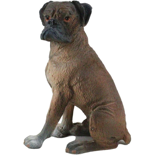 Ebros Gift Adorable Sitting Brindle Boxer Dog Miniature Figurine Fine Pedigree Dog Boxer Breed Lifelike Details Dollhouse Mini Collector's Decor