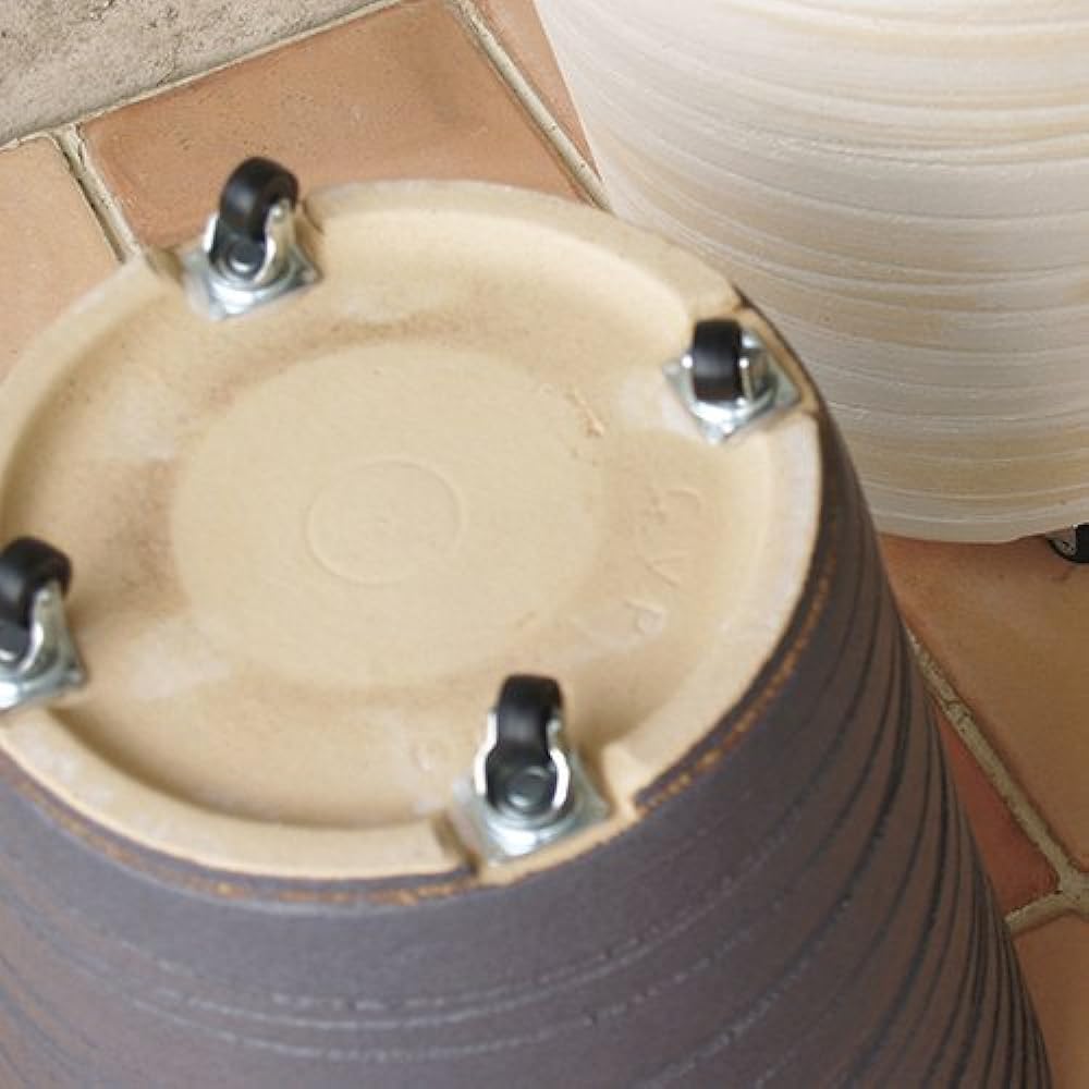 Plus Garden Flower Pot Cover for Shave Planter No. 10 with Casters Φ400mm No Bottom Hole Mustard Yellow Shigaraki Ware 281-05