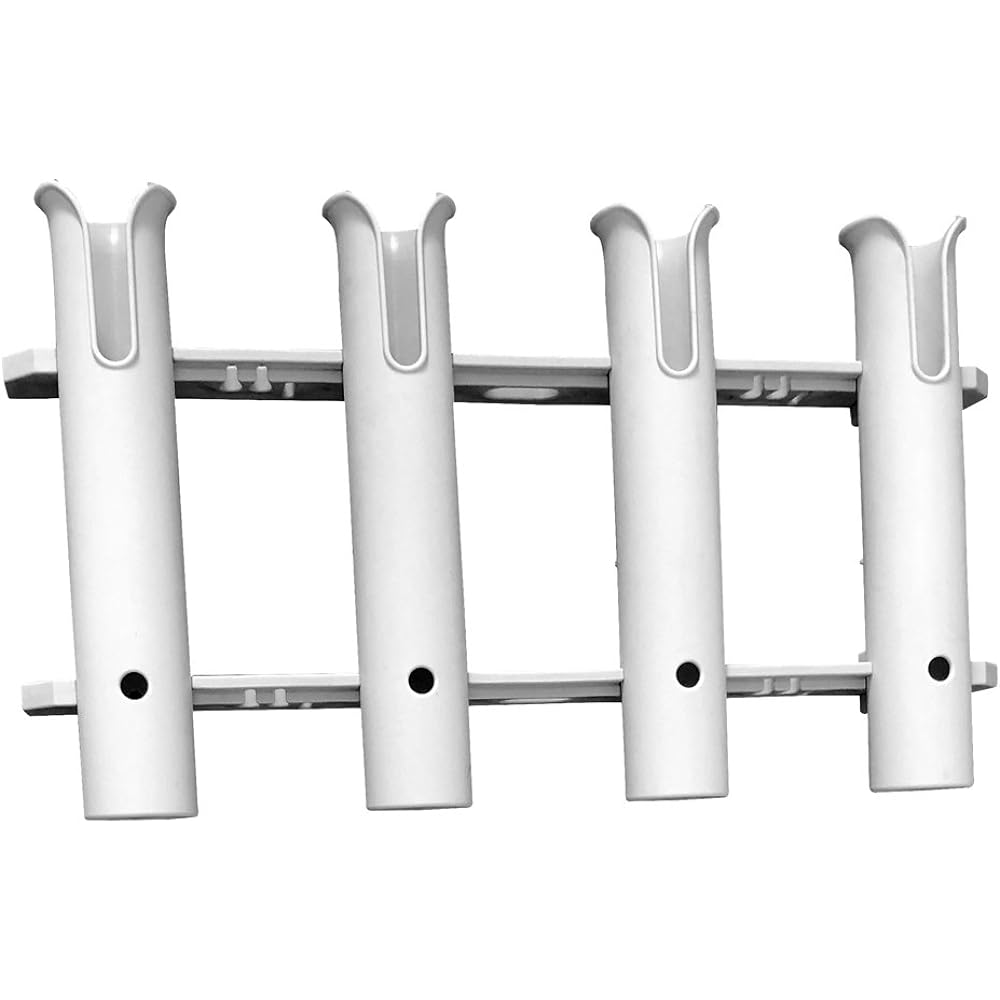 NUZAMAS Plastic Dual 4-ROD Rack Vertical Holder Organizer - Boat Kayak Fishing Rod Storage Lure